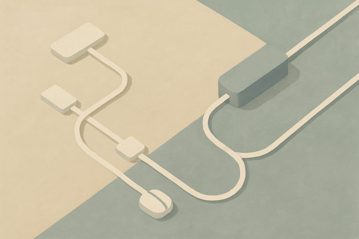 Cable & Tech Organization — generic home organization editorial illustration