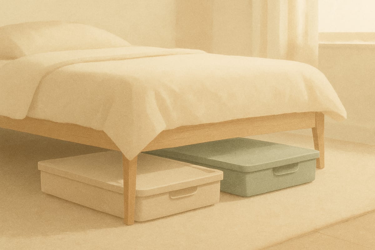 Under-Bed & Space Savers — generic home organization editorial illustration